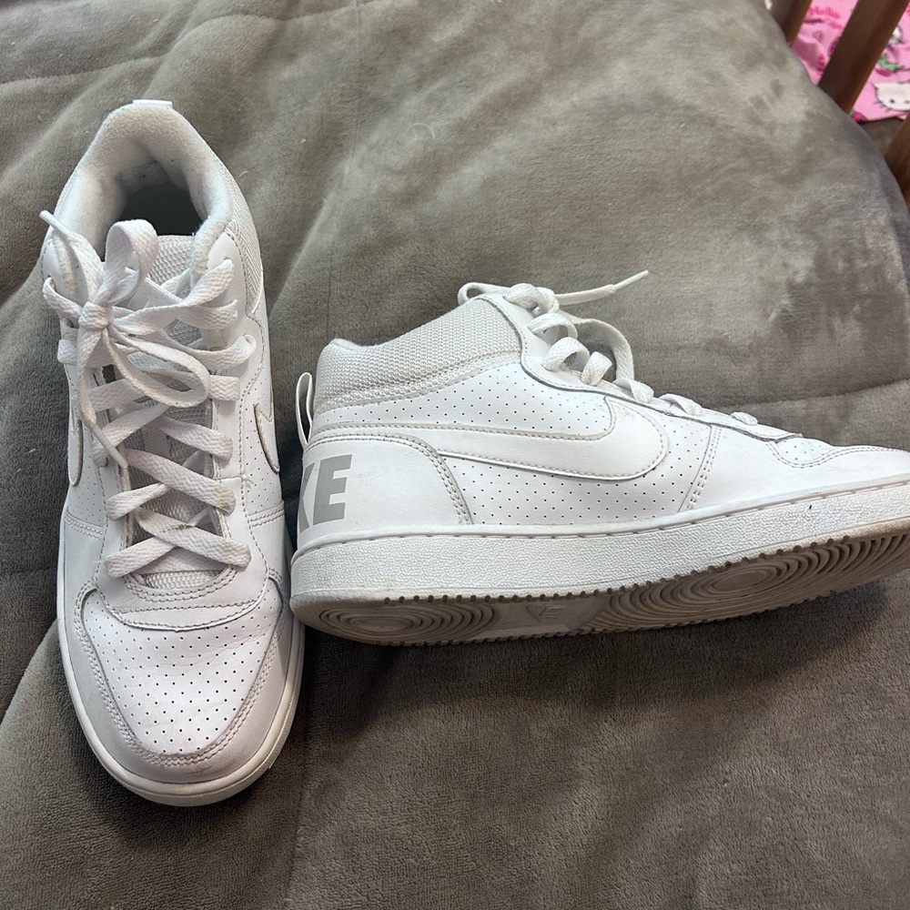 Nike White Perforated Mid-Top Sneakers